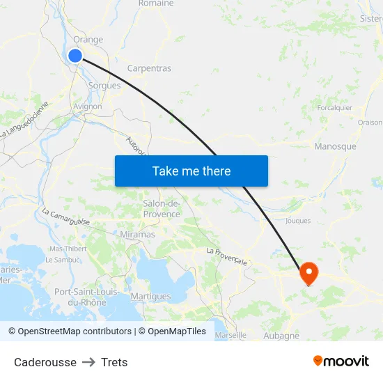 Caderousse to Trets map