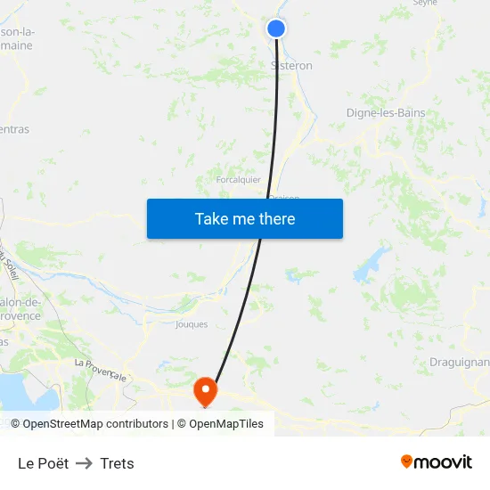 Le Poët to Trets map