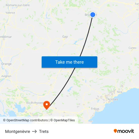 Montgenèvre to Trets map