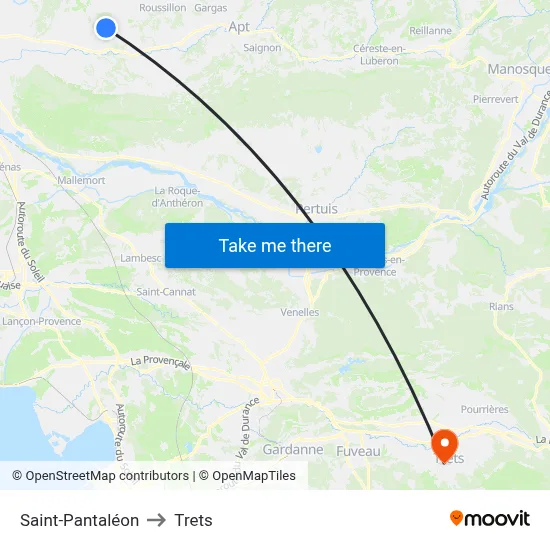 Saint-Pantaléon to Trets map