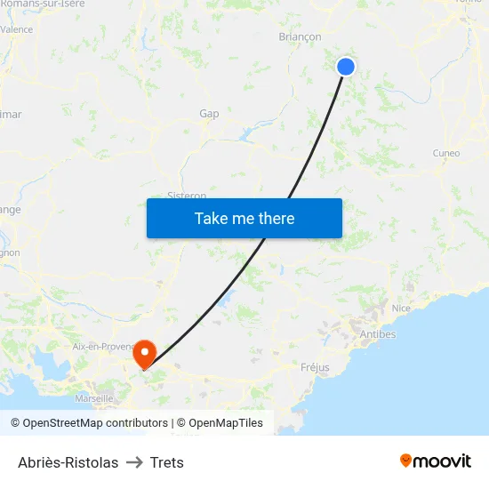 Abriès-Ristolas to Trets map