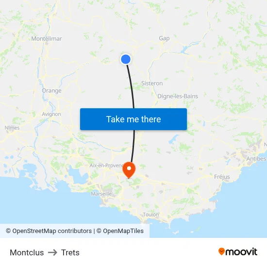 Montclus to Trets map