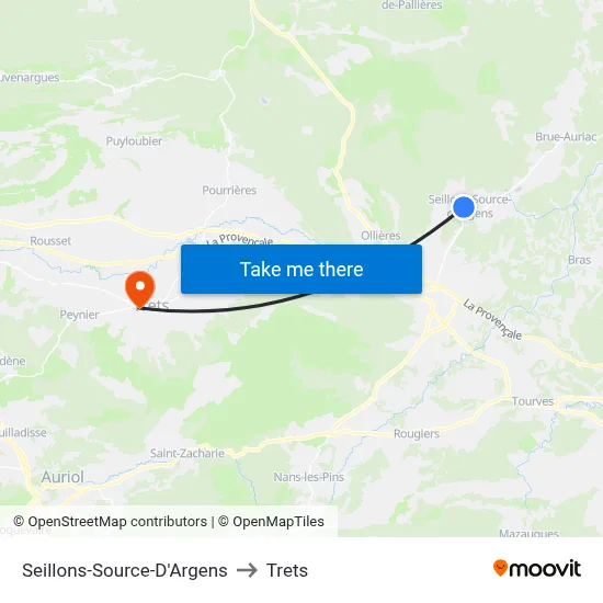 Seillons-Source-D'Argens to Trets map