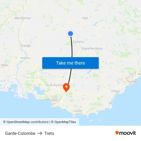 Garde-Colombe to Trets map