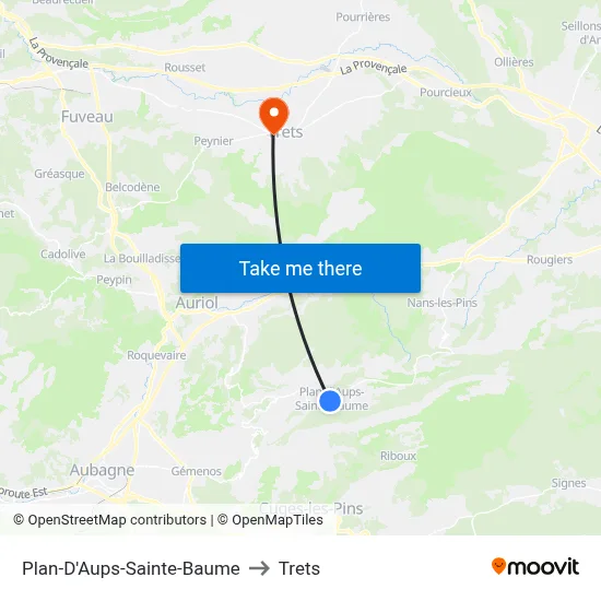 Plan-D'Aups-Sainte-Baume to Trets map