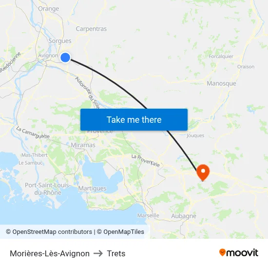 Morières-Lès-Avignon to Trets map