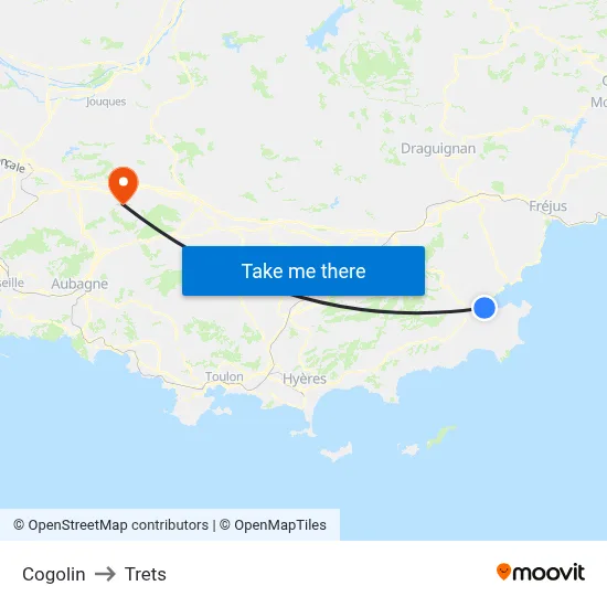 Cogolin to Trets map