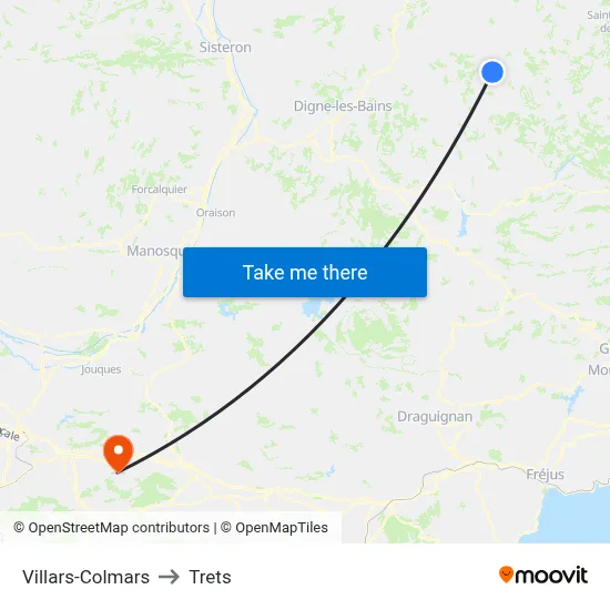 Villars-Colmars to Trets map