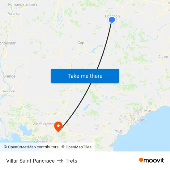 Villar-Saint-Pancrace to Trets map