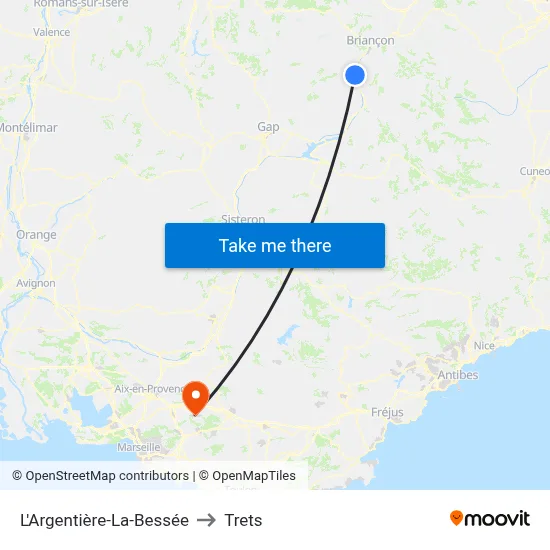 L'Argentière-La-Bessée to Trets map