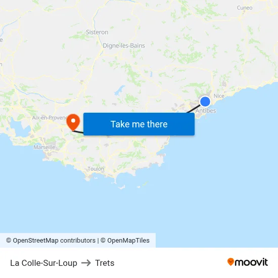 La Colle-Sur-Loup to Trets map
