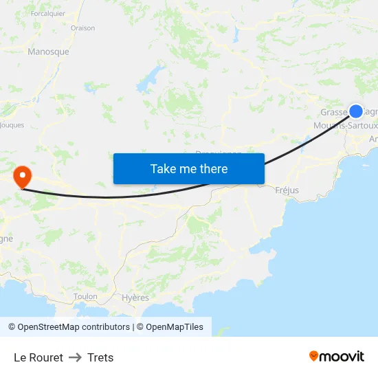 Le Rouret to Trets map