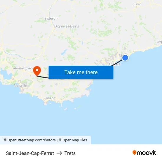Saint-Jean-Cap-Ferrat to Trets map
