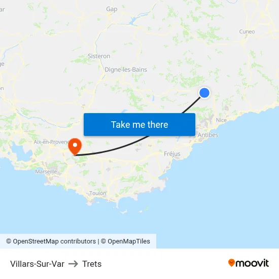 Villars-Sur-Var to Trets map