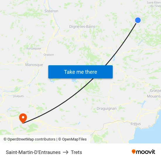 Saint-Martin-D'Entraunes to Trets map