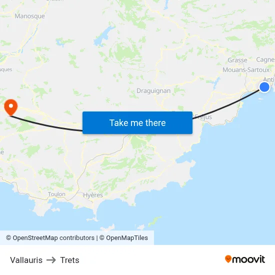 Vallauris to Trets map