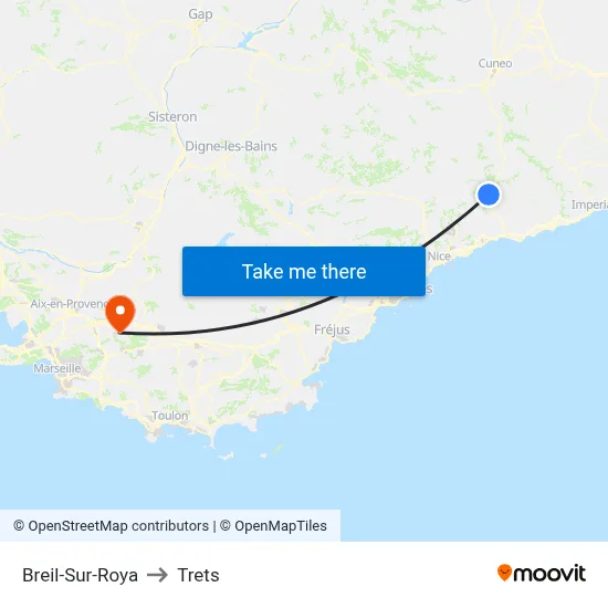 Breil-Sur-Roya to Trets map