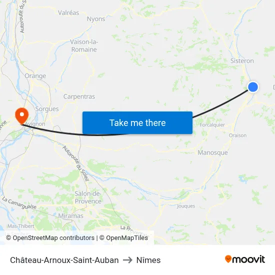 Château-Arnoux-Saint-Auban to Nîmes map