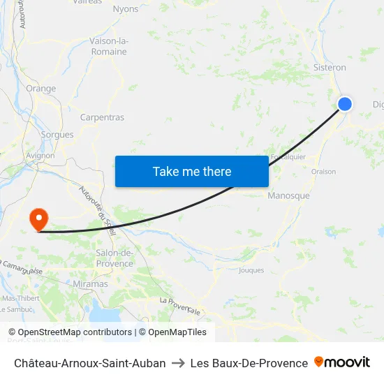 Château-Arnoux-Saint-Auban to Les Baux-De-Provence map