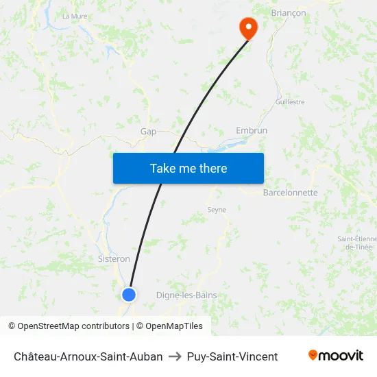 Château-Arnoux-Saint-Auban to Puy-Saint-Vincent map