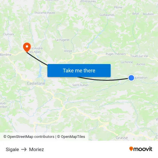 Sigale to Moriez map