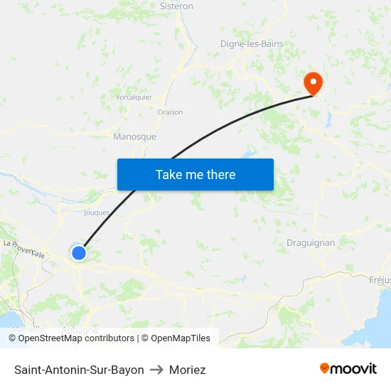 Saint-Antonin-Sur-Bayon to Moriez map