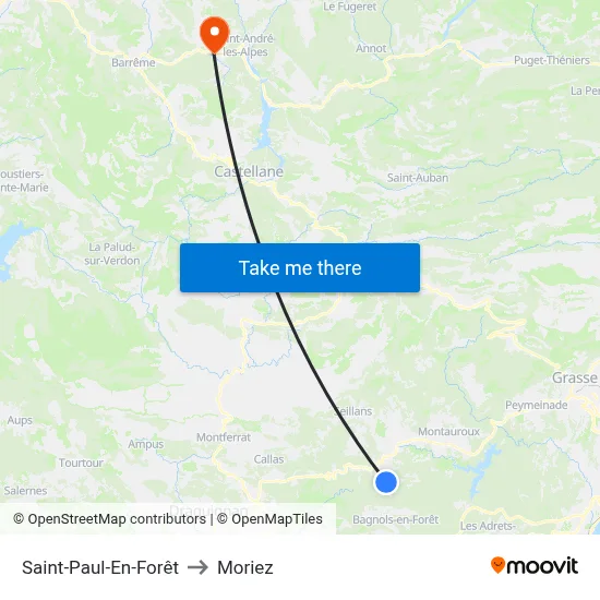 Saint-Paul-En-Forêt to Moriez map