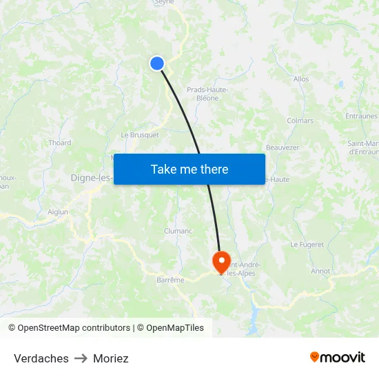 Verdaches to Moriez map