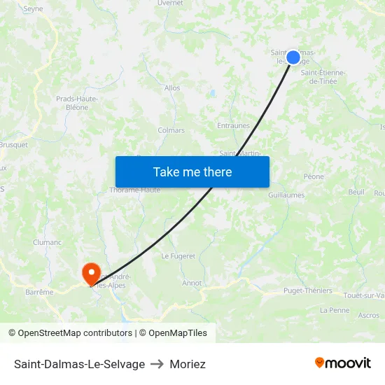 Saint-Dalmas-Le-Selvage to Moriez map