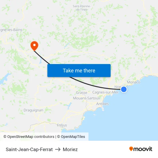 Saint-Jean-Cap-Ferrat to Moriez map