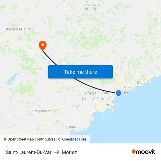 Saint-Laurent-Du-Var to Moriez map