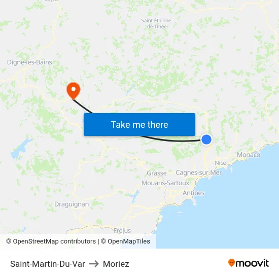 Saint-Martin-Du-Var to Moriez map