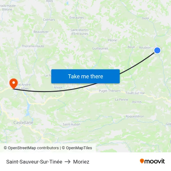 Saint-Sauveur-Sur-Tinée to Moriez map