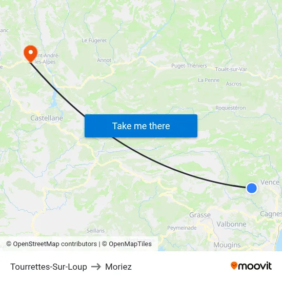 Tourrettes-Sur-Loup to Moriez map