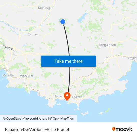 Esparron-De-Verdon to Le Pradet map