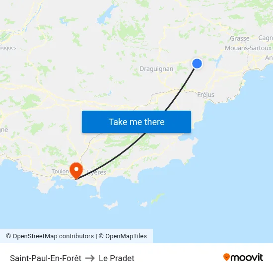 Saint-Paul-En-Forêt to Le Pradet map