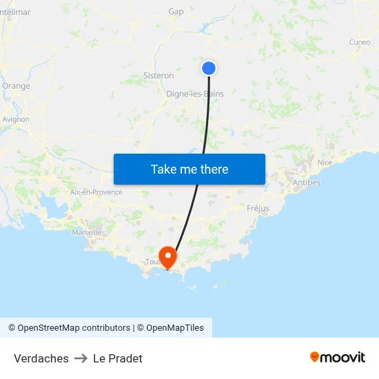 Verdaches to Le Pradet map