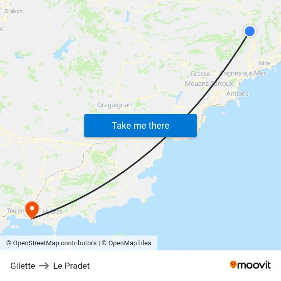 Gilette to Le Pradet map