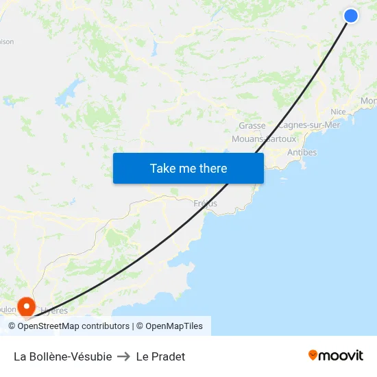 La Bollène-Vésubie to Le Pradet map