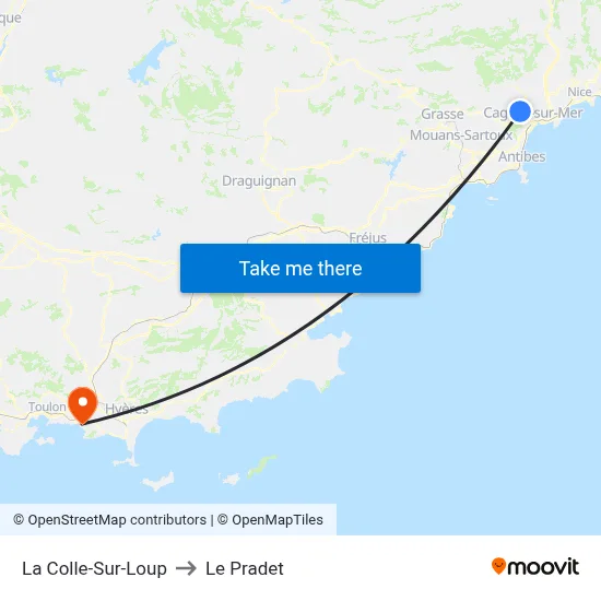 La Colle-Sur-Loup to Le Pradet map