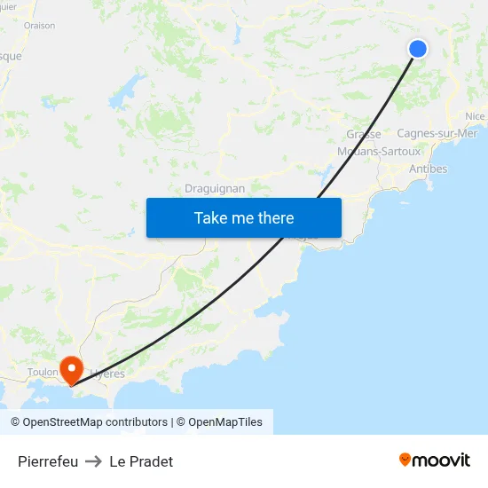 Pierrefeu to Le Pradet map