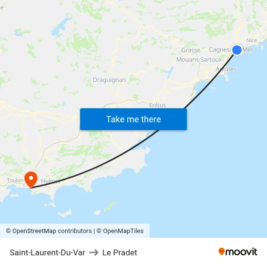 Saint-Laurent-Du-Var to Le Pradet map