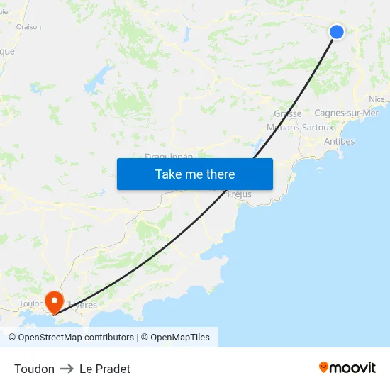Toudon to Le Pradet map