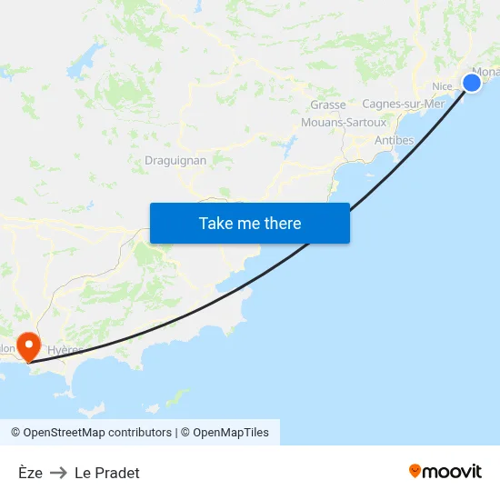 Èze to Le Pradet map