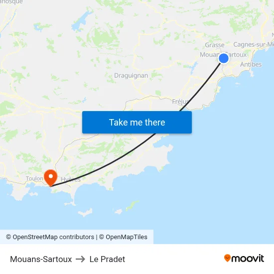Mouans-Sartoux to Le Pradet map