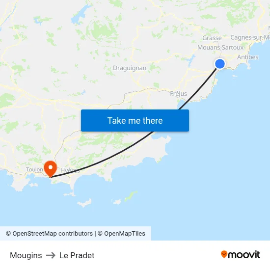 Mougins to Le Pradet map