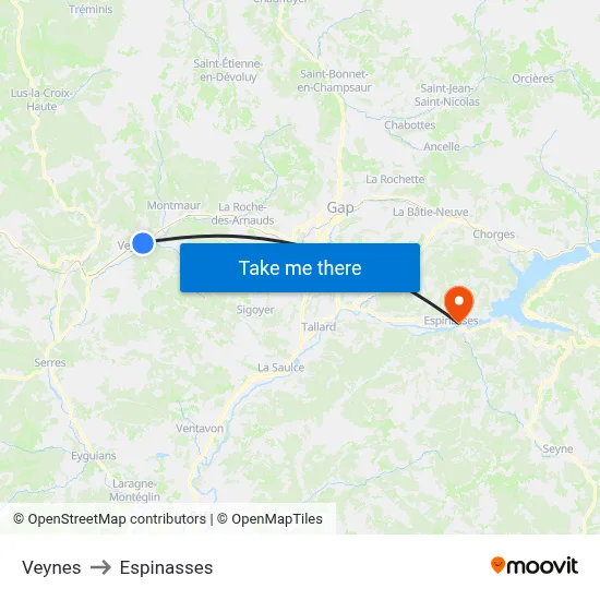 Veynes to Espinasses map