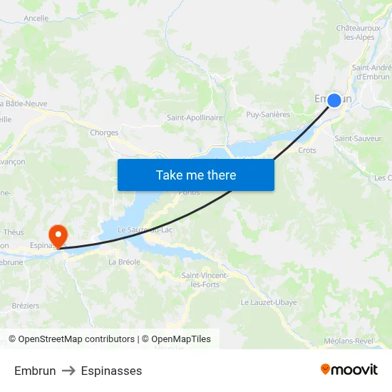 Embrun to Espinasses map