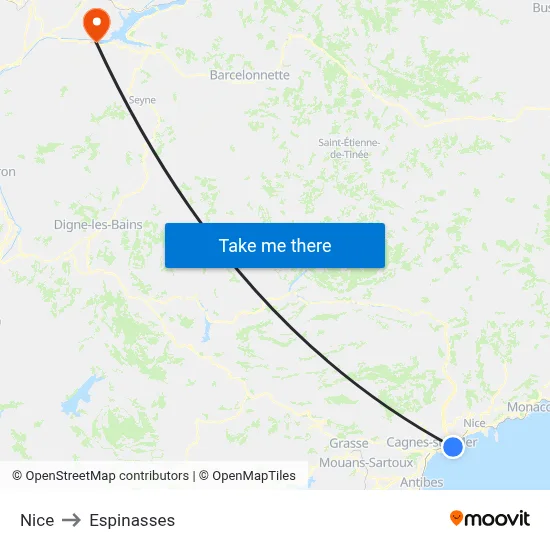 Nice to Espinasses map