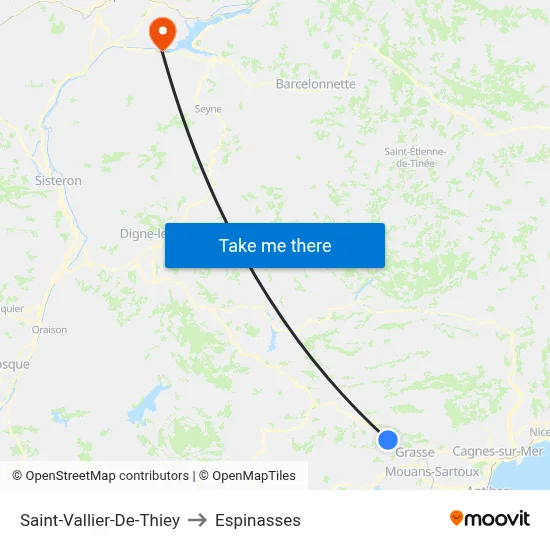 Saint-Vallier-De-Thiey to Espinasses map